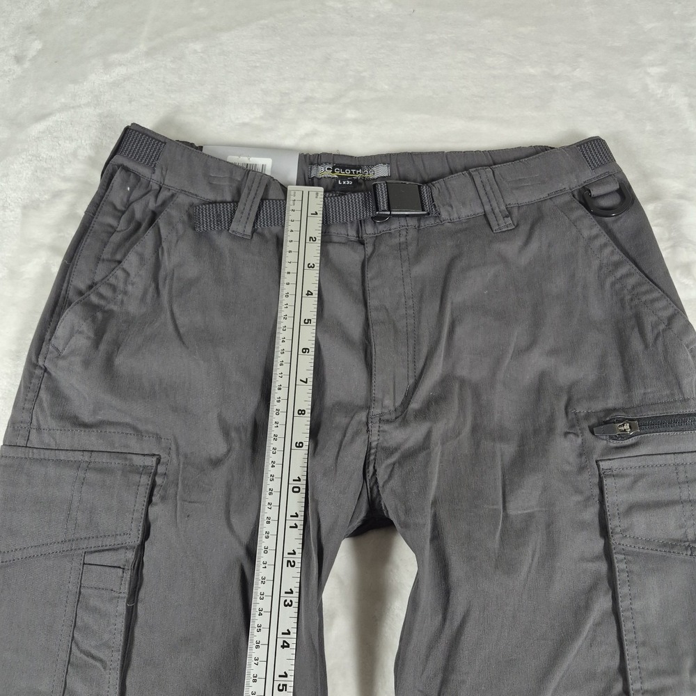 BC Clothing Convertible Cargo Pants Men's Large 32" Inseam Gray Hike Outdoor NWT - Picture 3 of 9